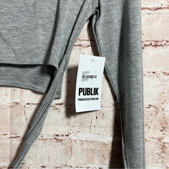 NWT Publik gray long sleeve ties crop top size small - Picture 5 of 6